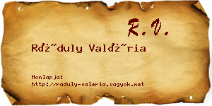 Ráduly Valéria névjegykártya